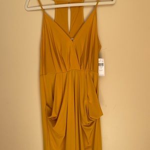 BCBGeneration mustard yellow dress with drape pockets Size Small